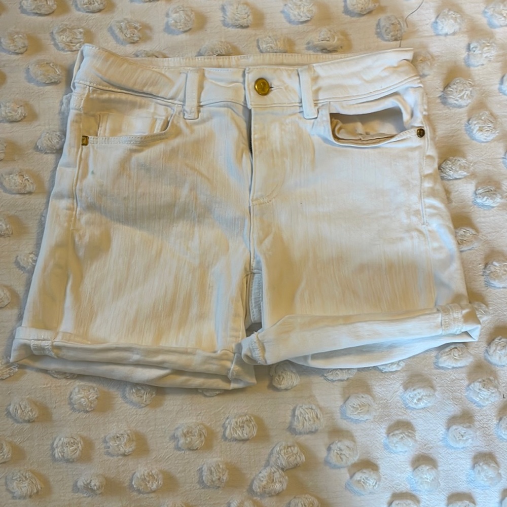 White denim shorts